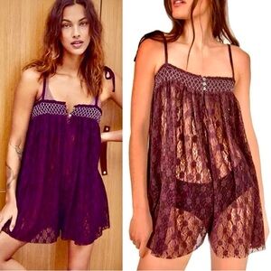 New Free People Rule The World Lace Romper